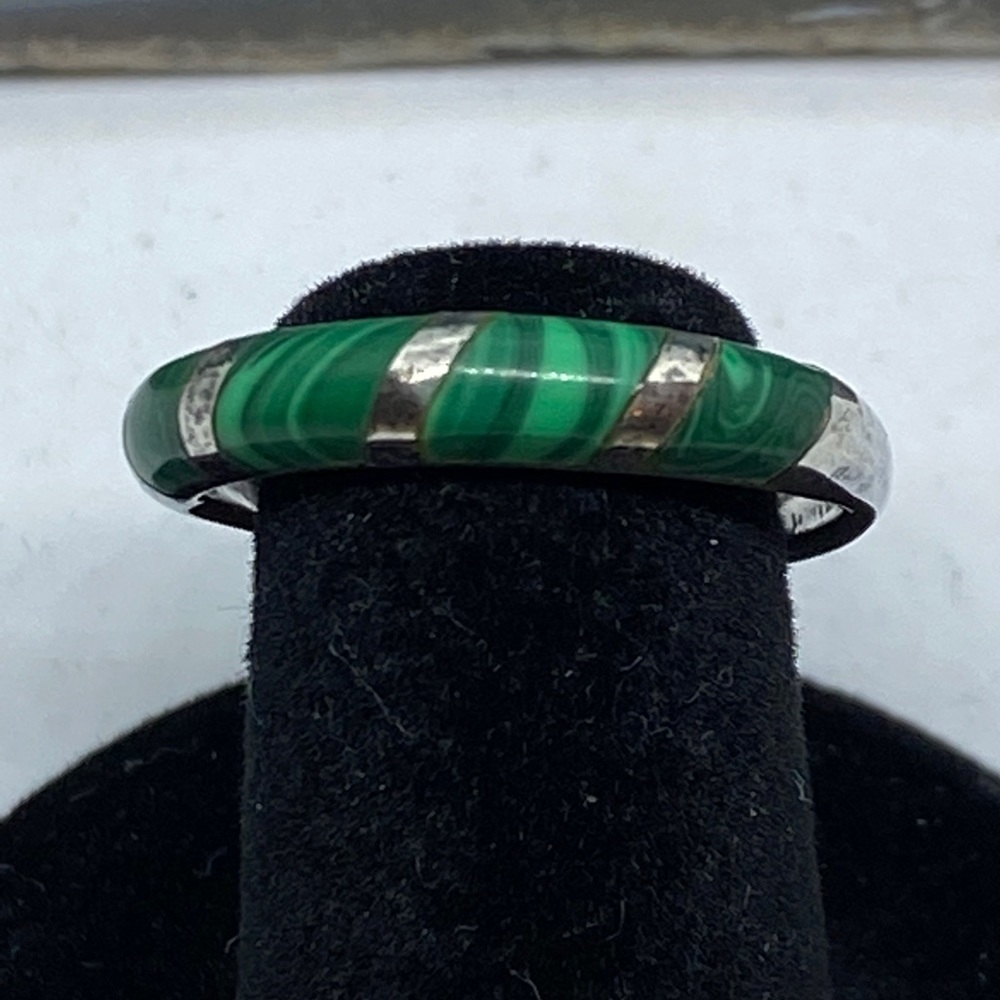 Sterling Silver 925 Malachite Ring Sz 6 1/2